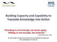Building Capacity and Capability to Translate Knowledge into Action
