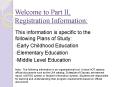 Welcome to Part II,    Registration Information: PowerPoint PPT Presentation