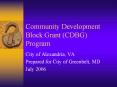 Community Development Block Grant (CDBG) Program PowerPoint PPT Presentation