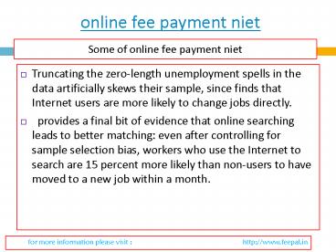 Latest point about online fee payment niet