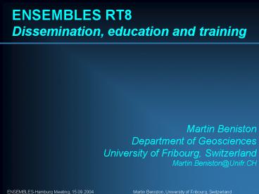 ENSEMBLES RT8 Dissemination, education and training
