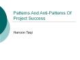 Patterns And Anti-Patterns Of Project Success PowerPoint PPT Presentation