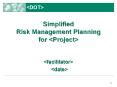 Simplified Risk Management Planning for <Project>  <facilitator> <date> PowerPoint PPT Presentation