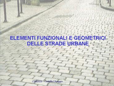 ELEMENTI FUNZIONALI E GEOMETRICI DELLE STRADE URBANE