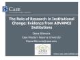 The Role of Research in Institutional Change: Evidence from ADVANCE Institutions PowerPoint PPT Presentation