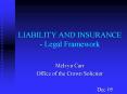 LIABILITY AND INSURANCE - Legal Framework PowerPoint PPT Presentation