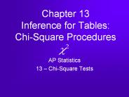 Chapter 13 Inference for Tables:  Chi-Square Procedures