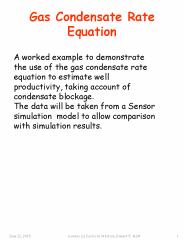 Gas Condensate Rate Equation