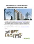 Find Your Dream Flat in Prestige Bagmane Temple Bells Rajarajeshwari Nagar