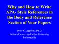 Why and How to Write APA- Style References in the Body and Reference Section of Your Papers PowerPoint PPT Presentation