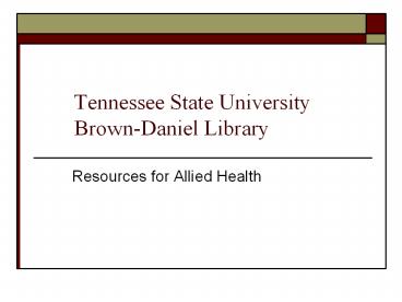 Tennessee State University Brown-Daniel Library