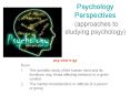 Psychology Perspectives (approaches to studying psychology) PowerPoint PPT Presentation