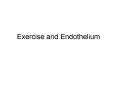 Exercise and Endothelium PowerPoint PPT Presentation