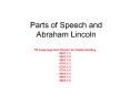 Parts of Speech and Abraham Lincoln PowerPoint PPT Presentation