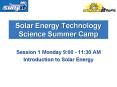 Solar Energy Technology Science Summer Camp PowerPoint PPT Presentation