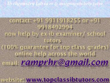 ib chemistry lab ia ee & online assignments help tutor