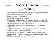 Sophie Germain (1776-1831)