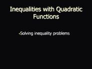 Inequalities with Quadratic Functions