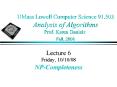 UMass Lowell Computer Science 91.503 Analysis of Algorithms Prof. Karen Daniels Fall, 2008 PowerPoint PPT Presentation