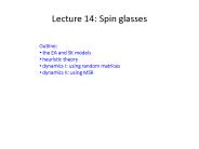 Lecture 14: Spin glasses