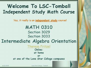 Welcome To The Tomball  College Math Lab