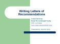 Writing Letters of Recommendations PowerPoint PPT Presentation
