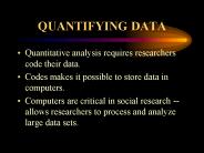 QUANTIFYING DATA