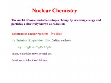 Nuclear Chemistry