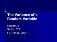 The Variance of a Random Variable