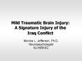 Mild Traumatic Brain Injury: A Signature Injury of the Iraq Conflict PowerPoint PPT Presentation