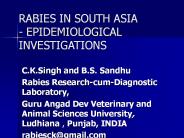RABIES IN SOUTH ASIA - EPIDEMIOLOGICAL INVESTIGATIONS