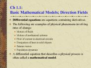 Ch 1.1:  Basic Mathematical Models; Direction Fields