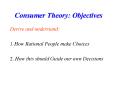 Consumer Theory: Objectives PowerPoint PPT Presentation