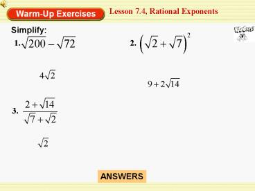 Lesson 7.4, Rational Exponents