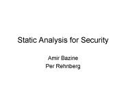 Static Analysis for Security