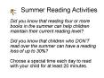 Summer Reading Activities PowerPoint PPT Presentation