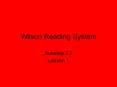 Wilson Reading System PowerPoint PPT Presentation
