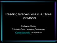 Reading Interventions in a Three Tier Model
