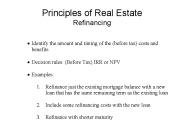 Principles of Real Estate Refinancing