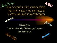 EXPLOITING WEB PUBLISHING TECHNOLOGY TO ENHANCE PERFORMANCE REPORTING
