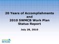 20 Years of Accomplishments and 2010 SWMCB Work Plan Status Report PowerPoint PPT Presentation