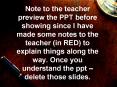 Note to the teacher preview the PPT before showing since I have made some notes to the teacher (in RED) to explain things along the way. Once you understand the ppt  PowerPoint PPT Presentation