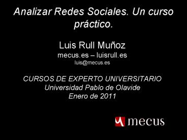 Analizar Redes Sociales. Un curso pr