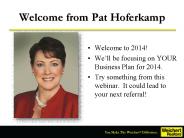 Welcome from Pat Hoferkamp