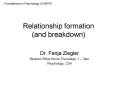 Relationship formation (and breakdown) PowerPoint PPT Presentation