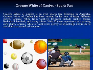 Graeme White of Canbet - Sports Fan