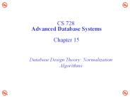 CS 728 Advanced Database Systems  Chapter 15