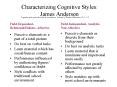 Characterizing Cognitive Styles: James Anderson PowerPoint PPT Presentation