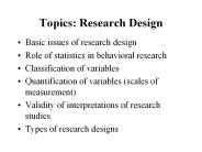 Topics: Research Design