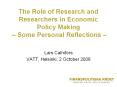 The Role of Research and Researchers in Economic Policy Making   PowerPoint PPT Presentation